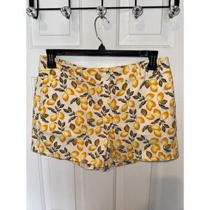 Loft Lemon Leaves Printed Chino 4" Shorts White Cream Size  8